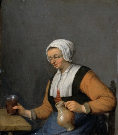 A Woman with a Beer-jug by Adriaen Jansz. van Ostade